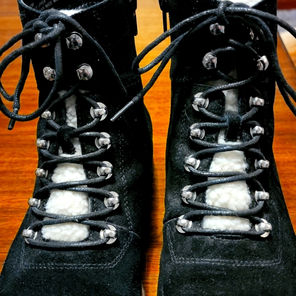 Crown & Ivy Black Lace Up Boots - Picture 3 of 9